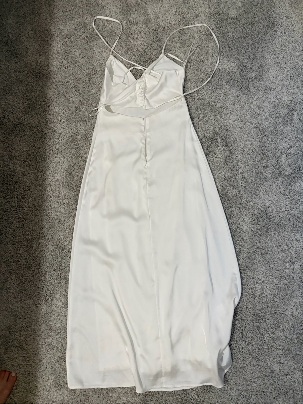 Altar'd State White Satin Slip Gown with Delicate Straps